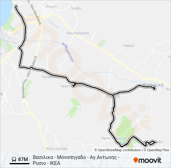 Χάρτης Γραμμής 87M λεωφορείο