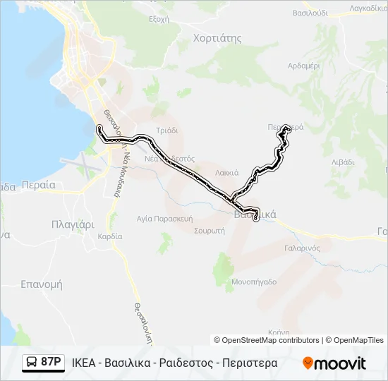 87P Bus Line Map