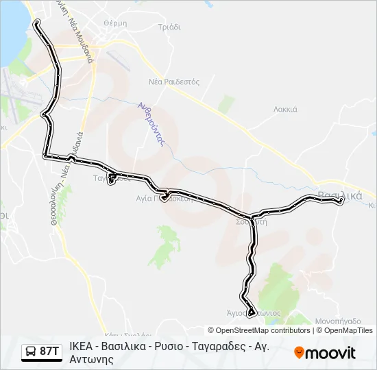 87T Bus Line Map