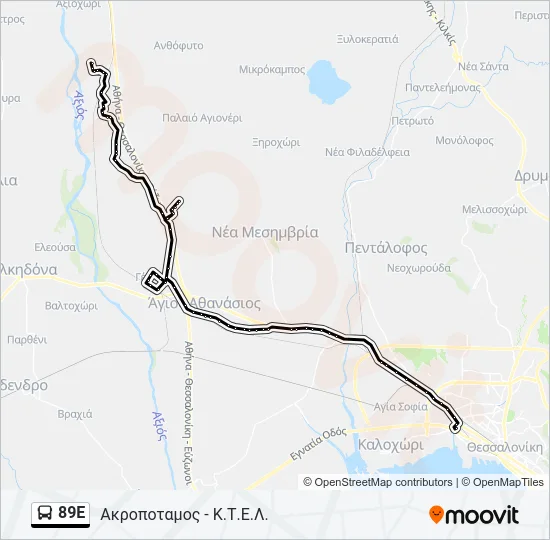 89E Bus Line Map