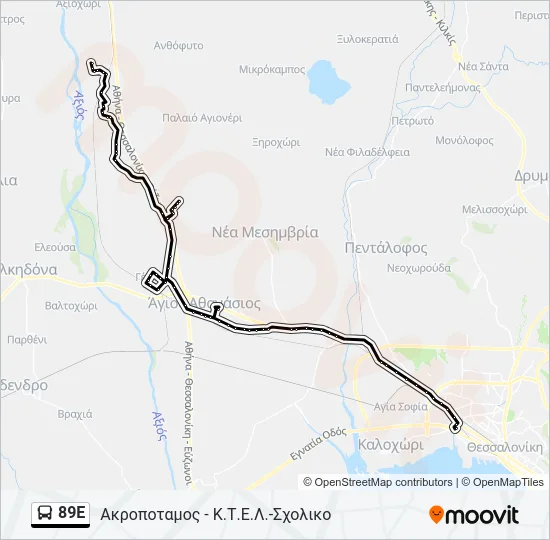89E Bus Line Map