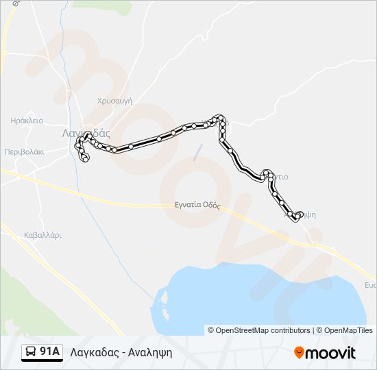 Χάρτης Γραμμής 91A λεωφορείο