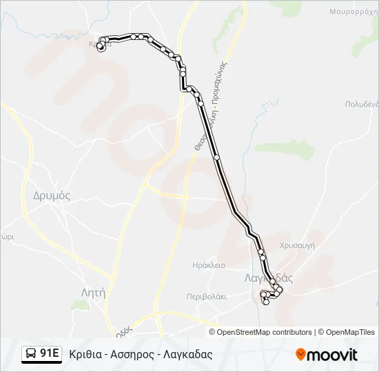 91E Bus Line Map