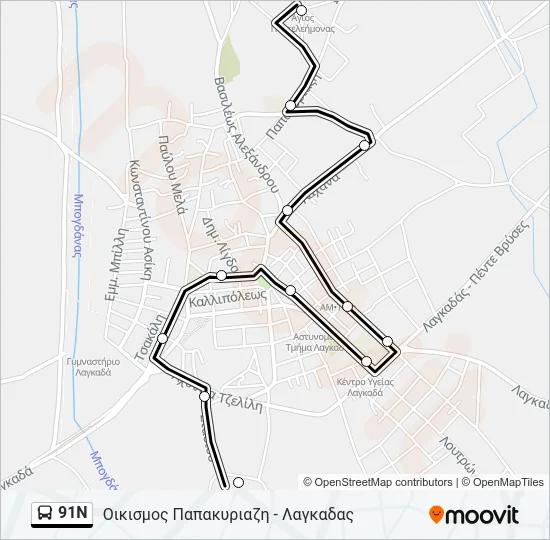 91N Bus Line Map