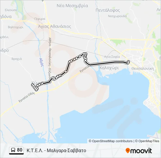 80 Bus Line Map