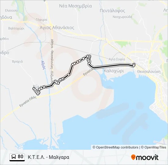 80 Bus Line Map