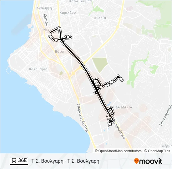 36E Bus Line Map