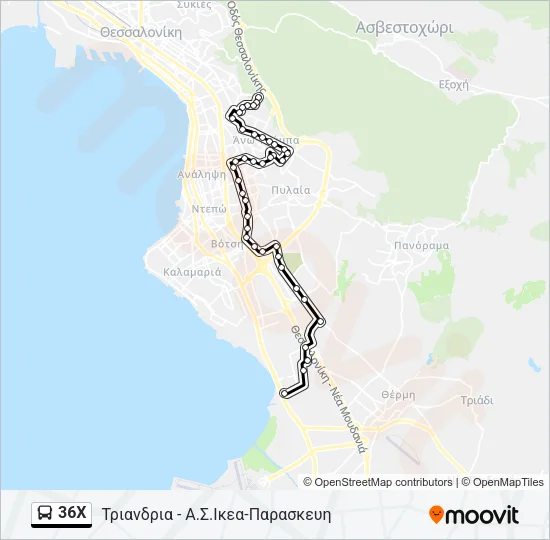 36X Bus Line Map