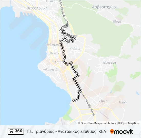 36X Bus Line Map