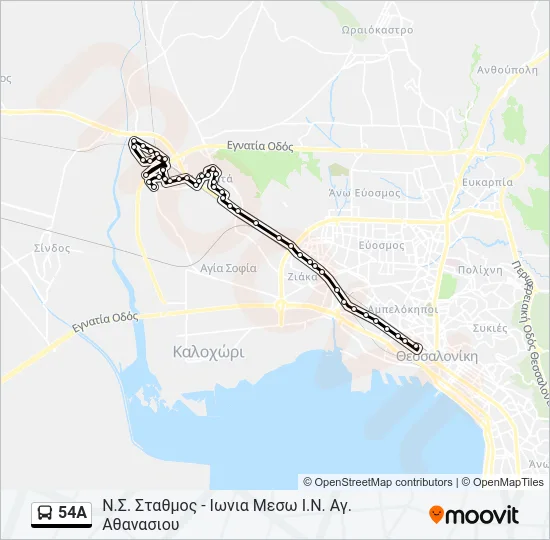 54A Bus Line Map