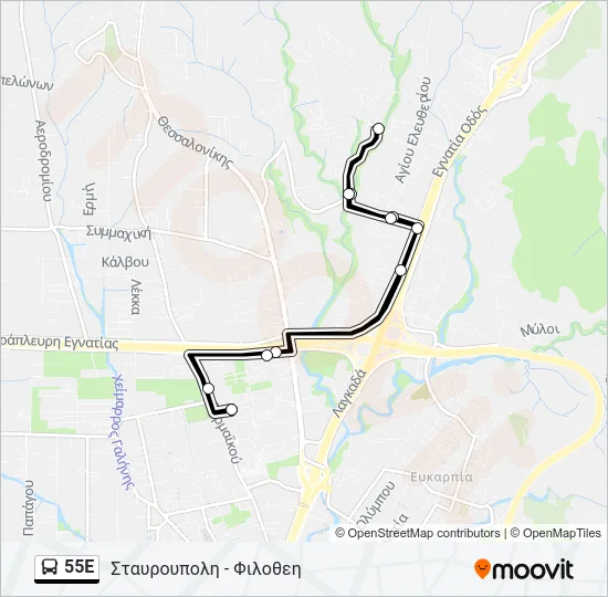55E Bus Line Map