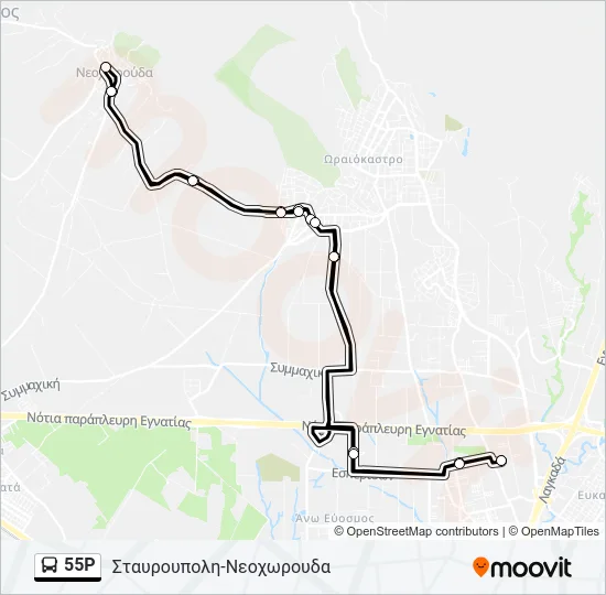 55P Bus Line Map