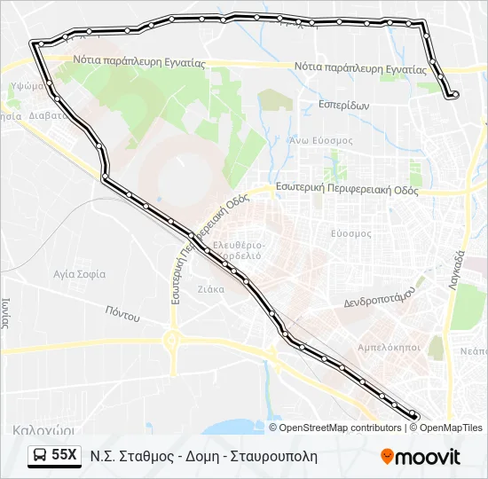 55X Bus Line Map