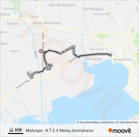 80B Bus Line Map
