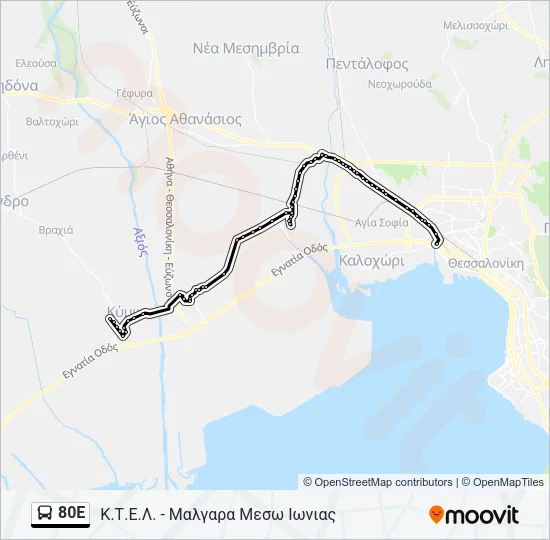 80E Bus Line Map