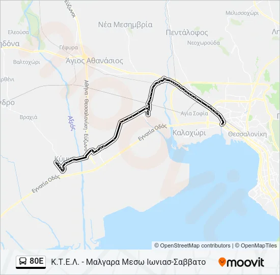 80E Bus Line Map