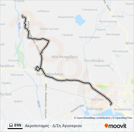 89N Bus Line Map