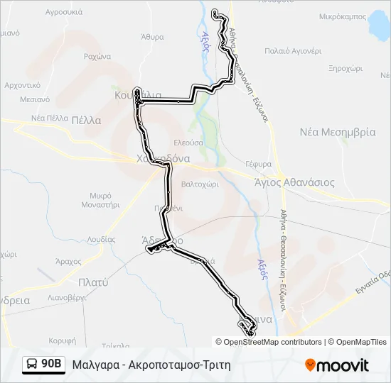 90B Bus Line Map