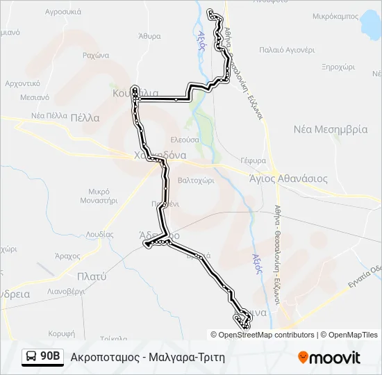 90B Bus Line Map