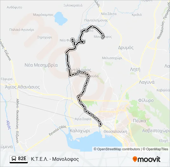 82E Bus Line Map