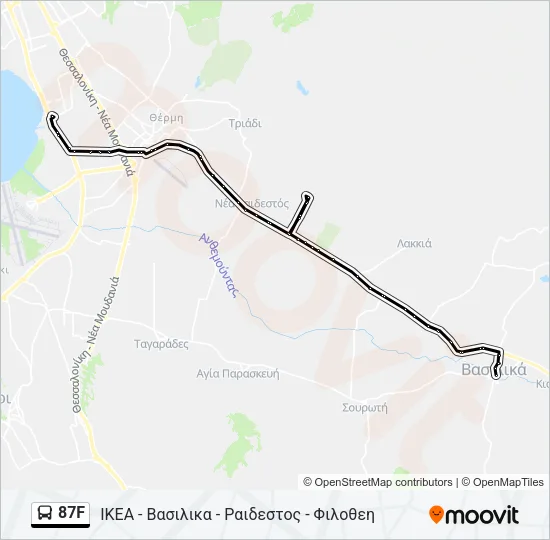 Χάρτης Γραμμής 87F λεωφορείο