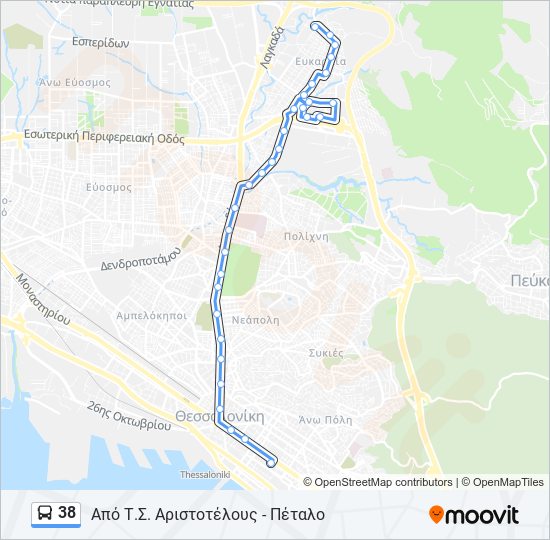 38 bus Line Map