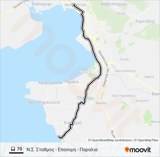 70 Bus Line Map