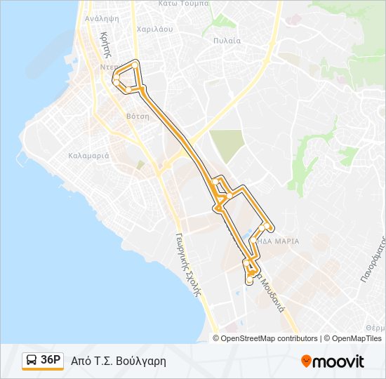 Χάρτης Γραμμής 36Ρ λεωφορείο