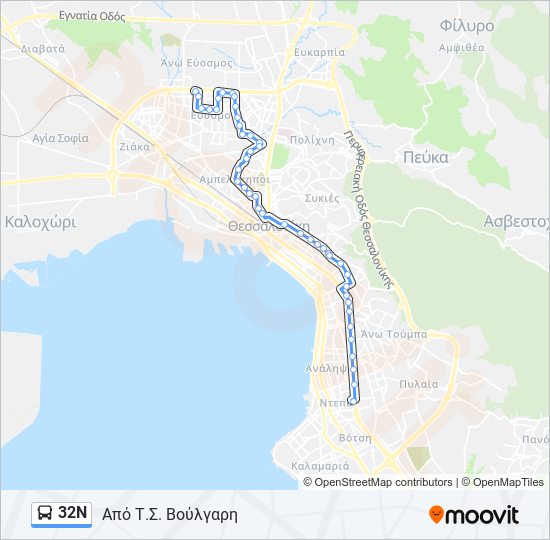 32Ν bus Line Map