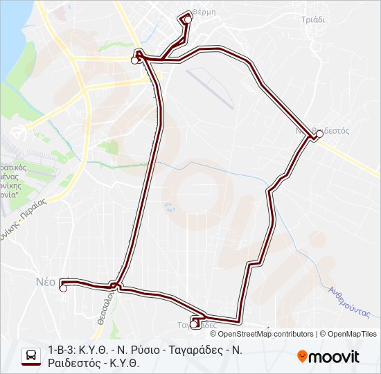 Χάρτης Γραμμής 1-Α & 1-Β λεωφορείο