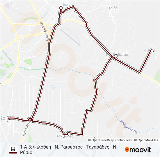 Χάρτης Γραμμής 1-Α & 1-Β λεωφορείο