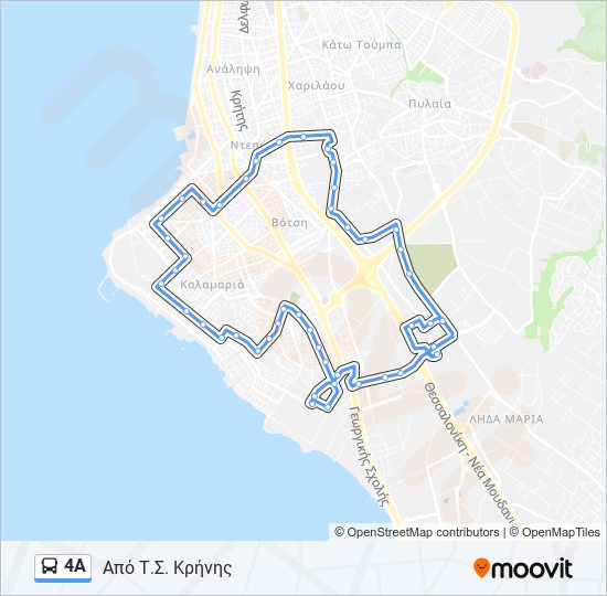Χάρτης Γραμμής 4Α λεωφορείο