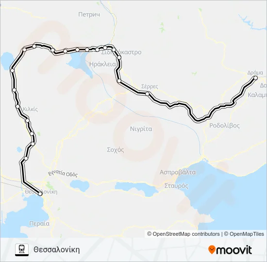 Χάρτης Γραμμής ΔΡΆΜΑ - ΘΕΣΣΑΛΟΝΊΚΗ προαστιακός
