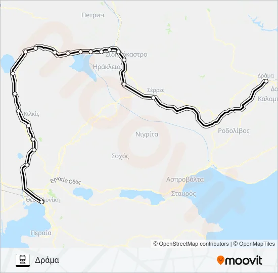 Χάρτης Γραμμής ΘΕΣΣΑΛΟΝΊΚΗ - ΔΡΆΜΑ προαστιακός