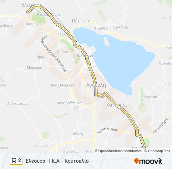 Χάρτης Γραμμής 2 λεωφορείο