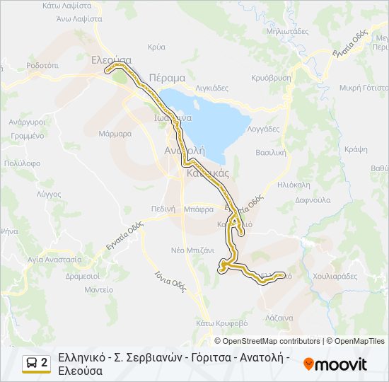Χάρτης Γραμμής 2 λεωφορείο
