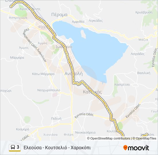 Χάρτης Γραμμής 3 λεωφορείο