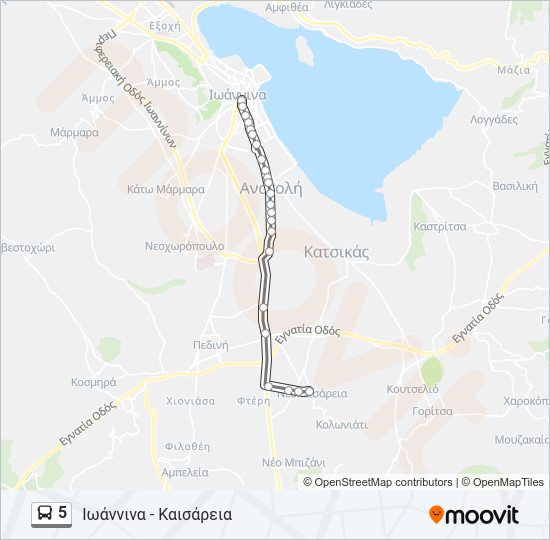Χάρτης Γραμμής 5 λεωφορείο