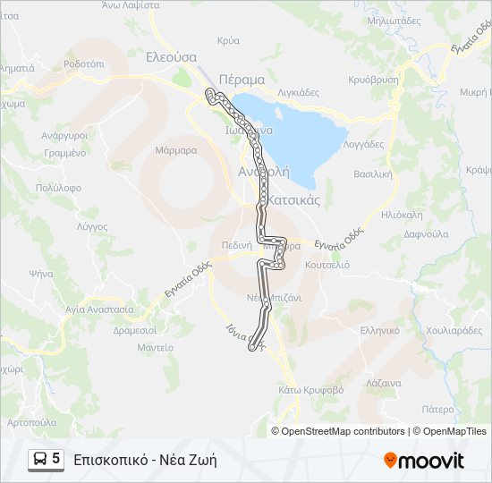Χάρτης Γραμμής 5 λεωφορείο