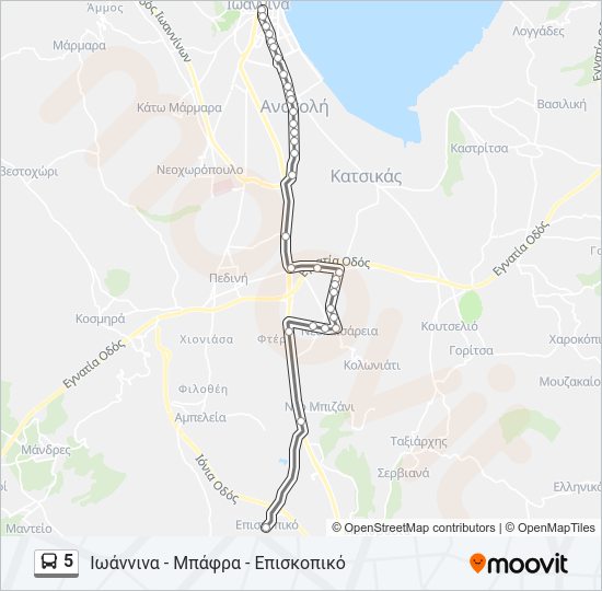 Χάρτης Γραμμής 5 λεωφορείο