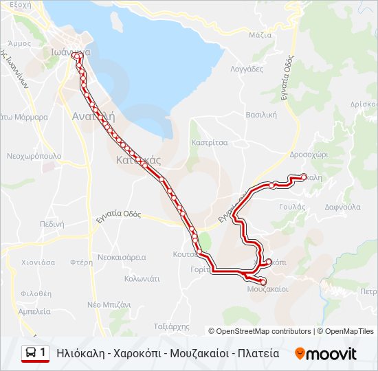 Χάρτης Γραμμής 1 λεωφορείο