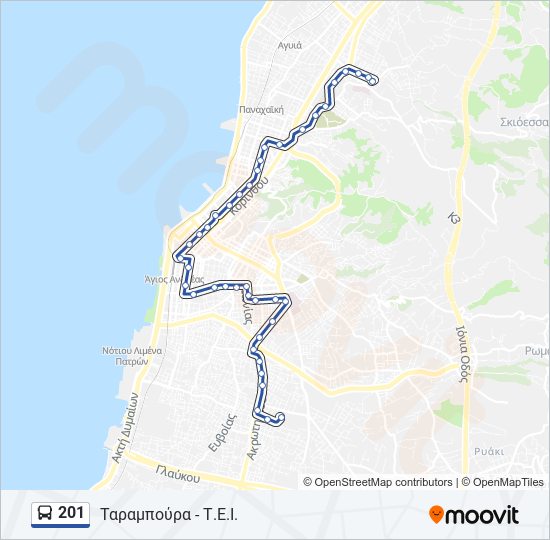 Χάρτης Γραμμής 201 λεωφορείο
