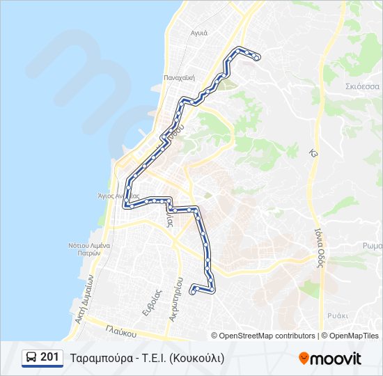 Χάρτης Γραμμής 201 λεωφορείο