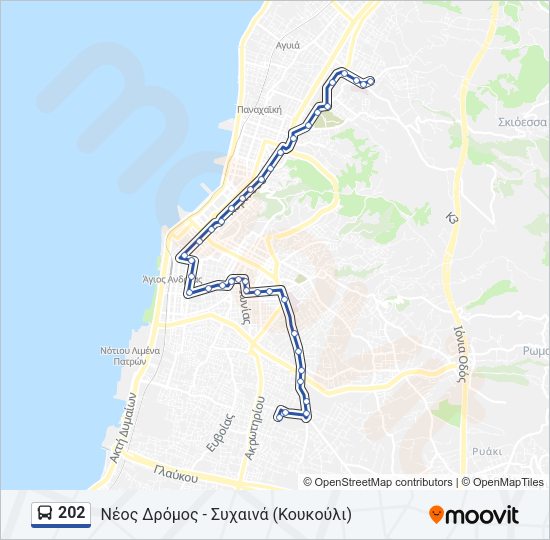 Χάρτης Γραμμής 202 λεωφορείο