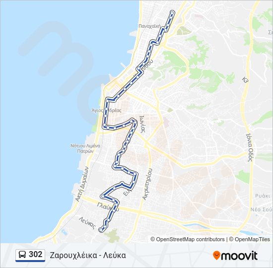 Χάρτης Γραμμής 302 λεωφορείο