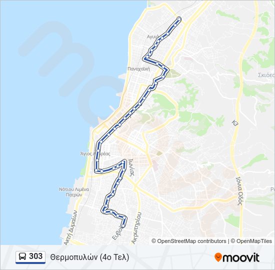 Χάρτης Γραμμής 303 λεωφορείο