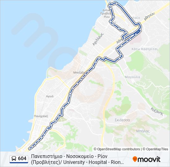 Χάρτης Γραμμής 604 λεωφορείο