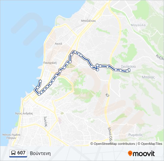 Χάρτης Γραμμής 607 λεωφορείο