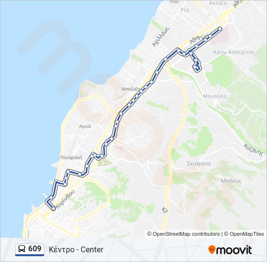 Χάρτης Γραμμής 609 λεωφορείο