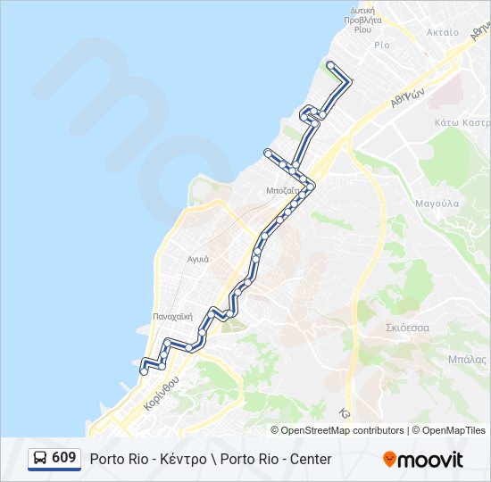 Χάρτης Γραμμής 609 λεωφορείο